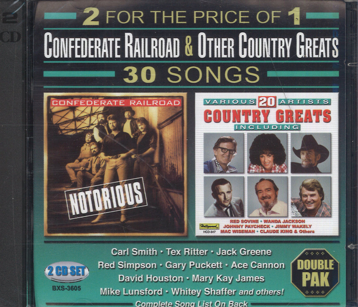 Confederate Railroad & Other Country Greats 2 CD Set Country Music USA