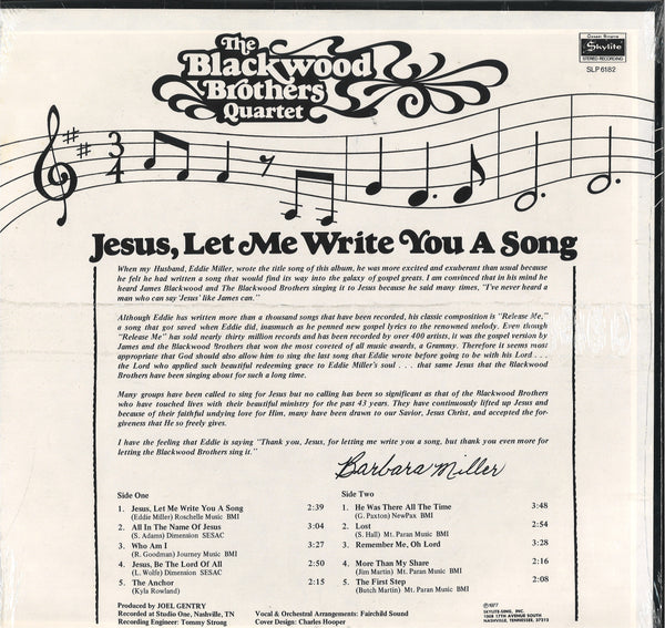 The Blackwood Brothers Quartet Jesus, Let Me Write You A Song