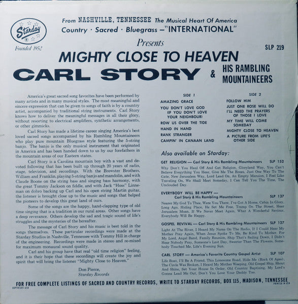 Carl Story Mighty Close To Heaven